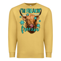 Antique Gold i'm freakin freezin long haired cow Premium Sweatshirt - Jasminsmagicworld