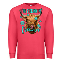 Cardinal i'm freakin freezin long haired cow Premium Sweatshirt - Jasminsmagicworld
