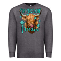 Charcoal Heather i'm freakin freezin long haired cow Premium Sweatshirt - Jasminsmagicworld