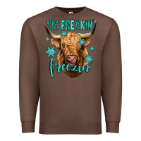 Chestnut i'm freakin freezin long haired cow Premium Sweatshirt - Jasminsmagicworld