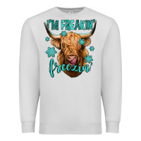 Dove Grey i'm freakin freezin long haired cow Premium Sweatshirt - Jasminsmagicworld