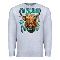 Heather Grey i'm freakin freezin long haired cow Premium Sweatshirt - Jasminsmagicworld