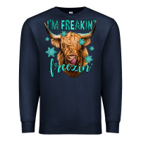 Navy i'm freakin freezin long haired cow Premium Sweatshirt - Jasminsmagicworld