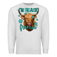 Oatmeal Heather i'm freakin freezin long haired cow Premium Sweatshirt - Jasminsmagicworld
