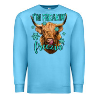 Ocean Blue i'm freakin freezin long haired cow Premium Sweatshirt - Jasminsmagicworld
