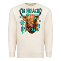Sandshell i'm freakin freezin long haired cow Premium Sweatshirt - Jasminsmagicworld