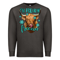 Smoke i'm freakin freezin long haired cow Premium Sweatshirt - Jasminsmagicworld