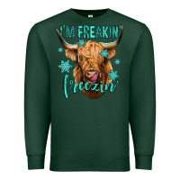 Sports Green i'm freakin freezin long haired cow Premium Sweatshirt - Jasminsmagicworld