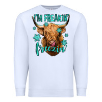 White i'm freakin freezin long haired cow Premium Sweatshirt - Jasminsmagicworld