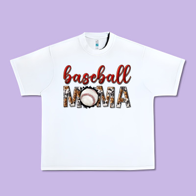 Urban Heavy Tee baseball mama with leopard