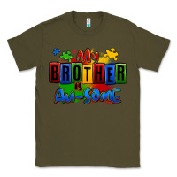Army Green my brother is ausome autism Classic Tee - Zillion Design Studio