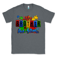 Charcoal Heather my brother is ausome autism Classic Tee - Zillion Design Studio