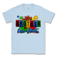 Dusty Blue my brother is ausome autism Classic Tee - Zillion Design Studio