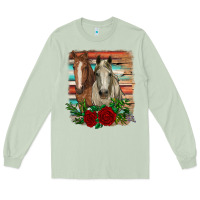 Matcha horses with roses Long Sleeve Tee - RanaPortraitStore