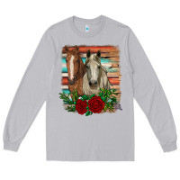 Moon Dust horses with roses Long Sleeve Tee - RanaPortraitStore