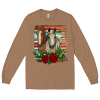 Toasted Coconut horses with roses Long Sleeve Tee - RanaPortraitStore