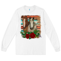 White horses with roses Long Sleeve Tee - RanaPortraitStore