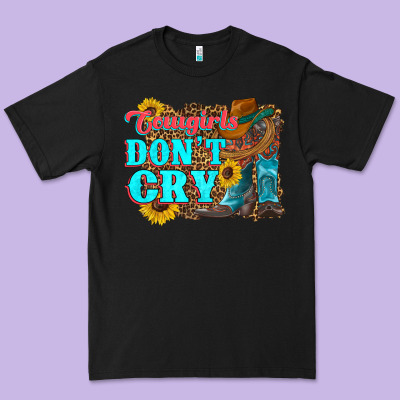 Cowgirls Don't Crty Boots Hat Sunflowers Premium Tee Designed By Artiststas
