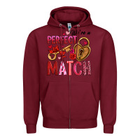 Burgundy we're a perfect match Zipper Hoodie - OliviaCreatesArt