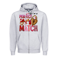 Heather Grey we're a perfect match Zipper Hoodie - OliviaCreatesArt