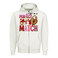 Oatmeal Heather we're a perfect match Zipper Hoodie - OliviaCreatesArt