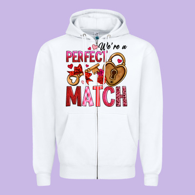 We're A Perfect Match Zipper Hoodie Designed By Oliviacreatesart