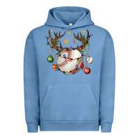 Pigment Pebble Blue Baseball Horn Christmas Urban Hoodie - BundleAndBundleShop