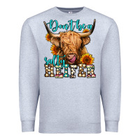 Heather Grey don't be a salty heifer long haired cow Premium Sweatshirt - Jasminsmagicworld