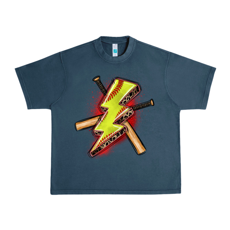 Softball Lightning Bolt Urban Heavy Tee by Zillion Design Studio | Teevron