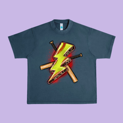 Softball Lightning Bolt Urban Heavy Tee Designed By Zillion Design Studio