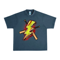 Midnight Navy softball lightning bolt Urban Heavy Tee - Zillion Design Studio