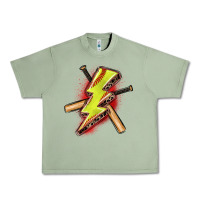 Oil Green softball lightning bolt Urban Heavy Tee - Zillion Design Studio
