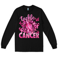 Black Tackle Cancer with Sunflower Long Sleeve Tee - texasbilliewilder
