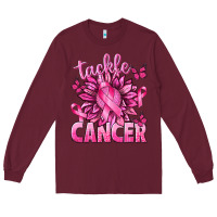 Burgundy Tackle Cancer with Sunflower Long Sleeve Tee - texasbilliewilder