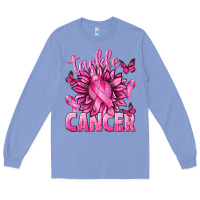 Colony Blue Tackle Cancer with Sunflower Long Sleeve Tee - texasbilliewilder