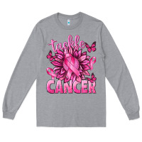 Heather Grey Tackle Cancer with Sunflower Long Sleeve Tee - texasbilliewilder