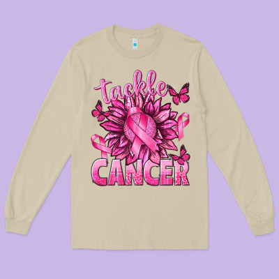 Tackle Cancer With Sunflower Long Sleeve Tee Designed By Texasbilliewilder