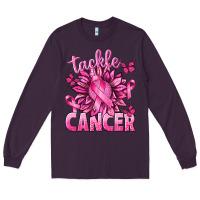 Plum Tackle Cancer with Sunflower Long Sleeve Tee - texasbilliewilder