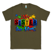 Army Green my sister is ausome autism Classic Tee - Zillion Design Studio