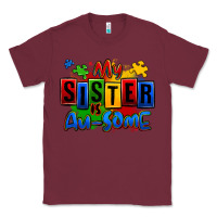 Burgundy my sister is ausome autism Classic Tee - Zillion Design Studio