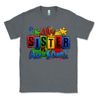 Charcoal Heather my sister is ausome autism Classic Tee - Zillion Design Studio