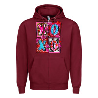 Burgundy xoxo with roses and candies olivia Zipper Hoodie - OliviaCreatesArt