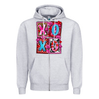 Heather Grey xoxo with roses and candies olivia Zipper Hoodie - OliviaCreatesArt