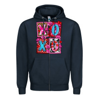 Navy xoxo with roses and candies olivia Zipper Hoodie - OliviaCreatesArt