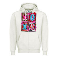 Oatmeal Heather xoxo with roses and candies olivia Zipper Hoodie - OliviaCreatesArt