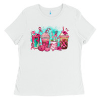 White breast cancer  coffee cups Ladies Tee - AdoDesignShop