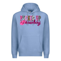Colony Blue pucker up cowboy Premium Hoodie - NancyCooperArtShop