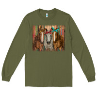 Army Green horses with bandanas Long Sleeve Tee - RanaPortraitStore