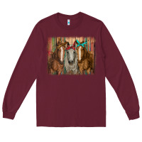 Burgundy horses with bandanas Long Sleeve Tee - RanaPortraitStore