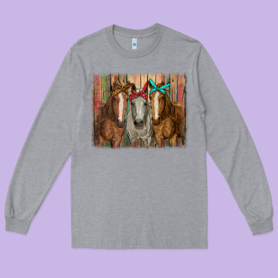Horses With Bandanas Long Sleeve Tee Designed By Ranaportraitstore